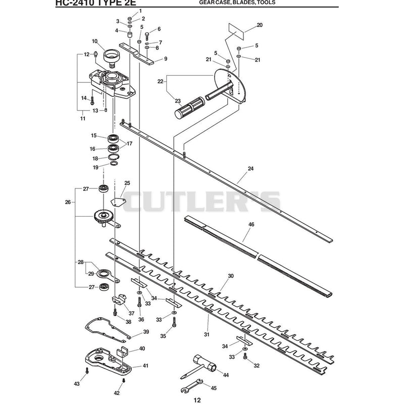 Hc-2410 Type 2E Gearcase, Blades, Tools