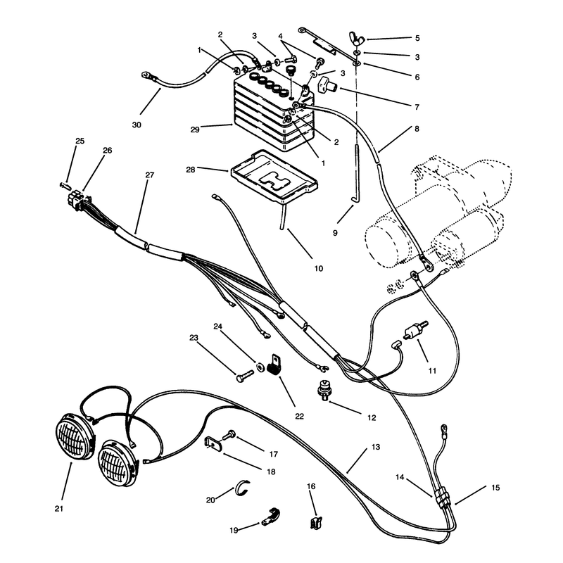 Battery and Headlights Assembly