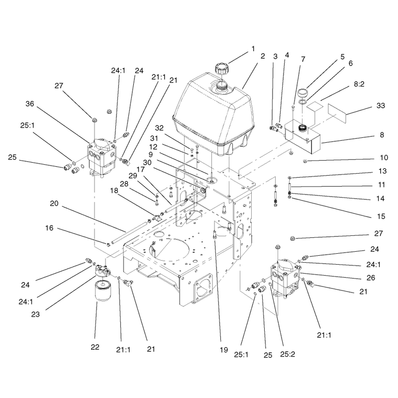 Fuel Tank Hydraulic Tank Pump and Filter Assembly