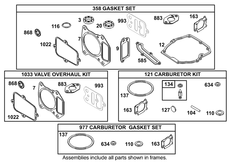 Carburetor Overhaul Kit Assembly Engine Gts 200