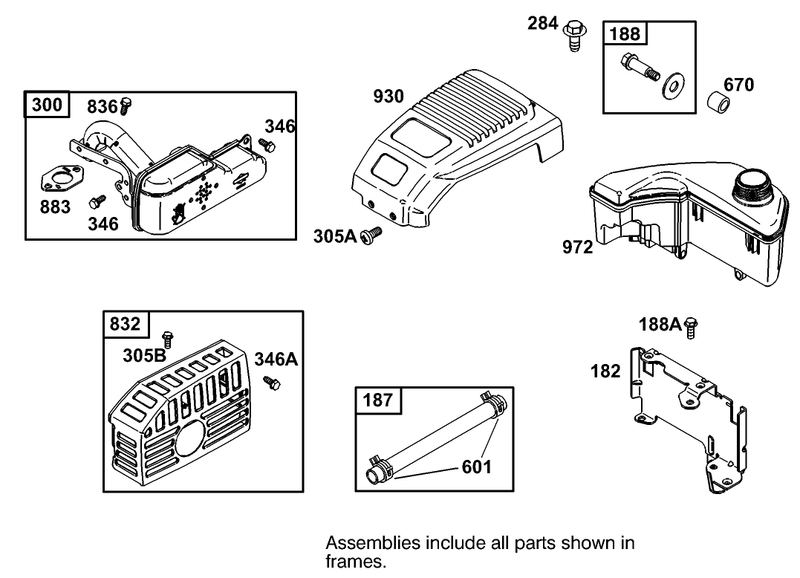 Muffler And Fuel Tank Assembly Engine Gts 200