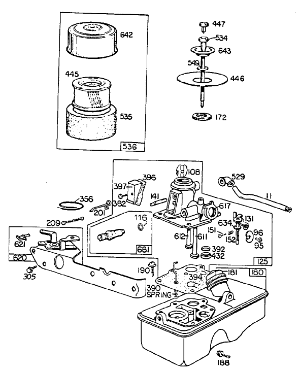 Carburetor Assembly Briggs and Stratton Model No 110908 0529 01