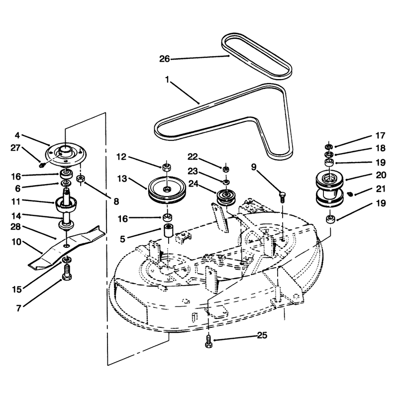 Spindle Assembly, Idler Pulleys & Belts