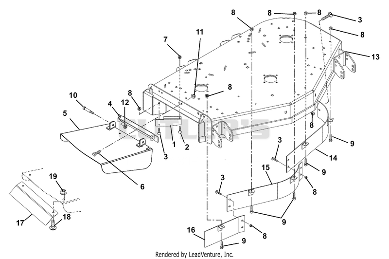 Deck, Discharge Chute And Baffles