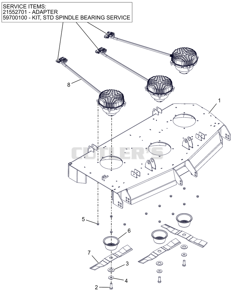 Deck, Blades and Spindle Motors - 52" - SD