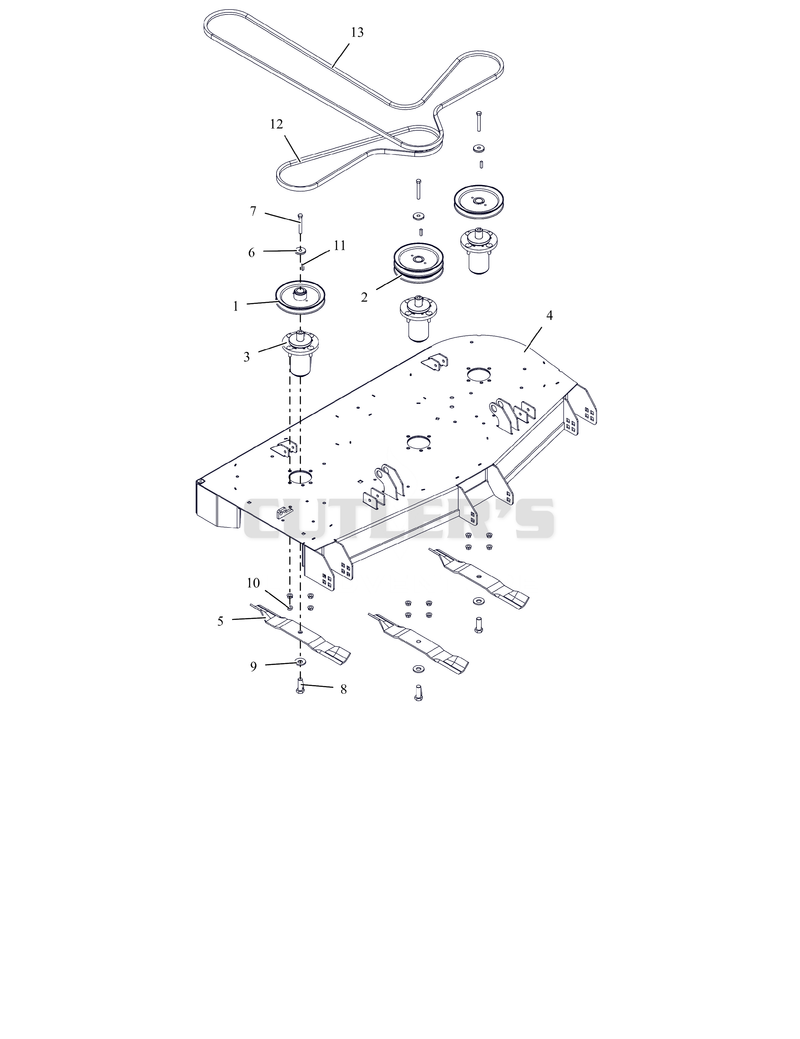 Deck, Belts, Blades and Spindles – 52"