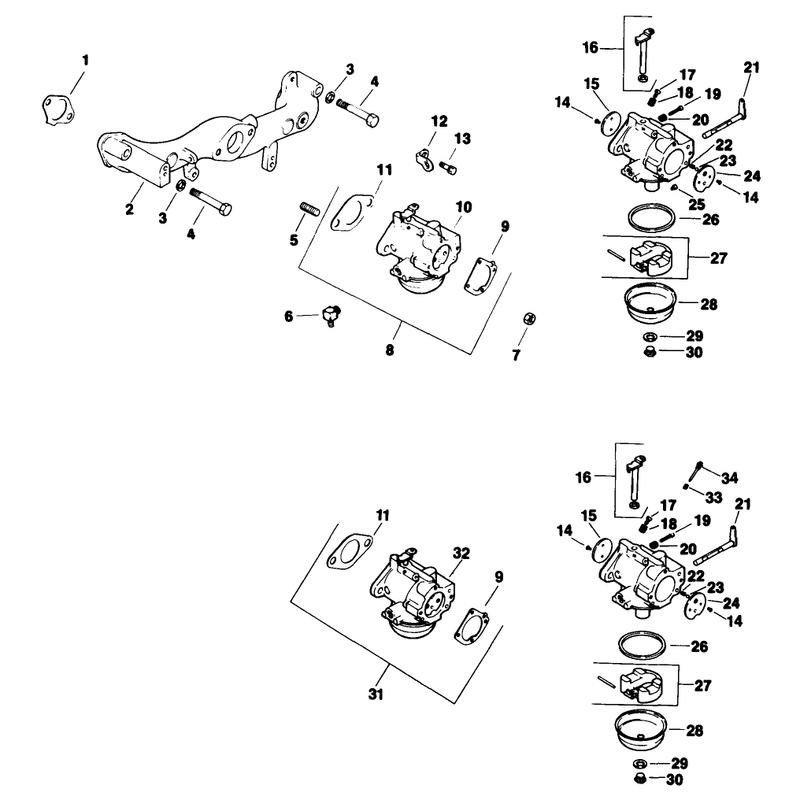 Carburetor Engine Model No Mv16s Type 56519
