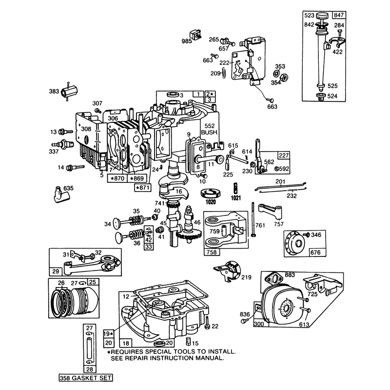 Engine Briggs & Stratton Model No. 193707-0152-01 8 H.p. Rear Engine Rider Electric Model 56150