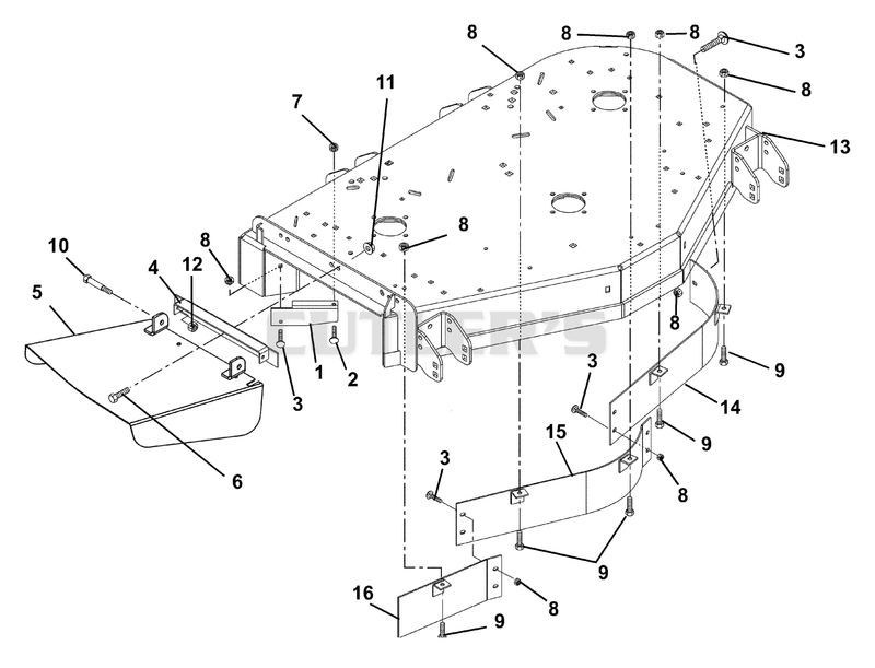 Deck, Discharge Chute And Baffles