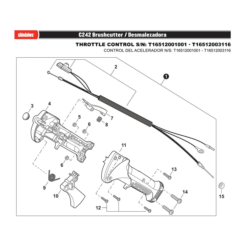 THROTTLE CONTROL S/N: T16512001001 - T16512003116