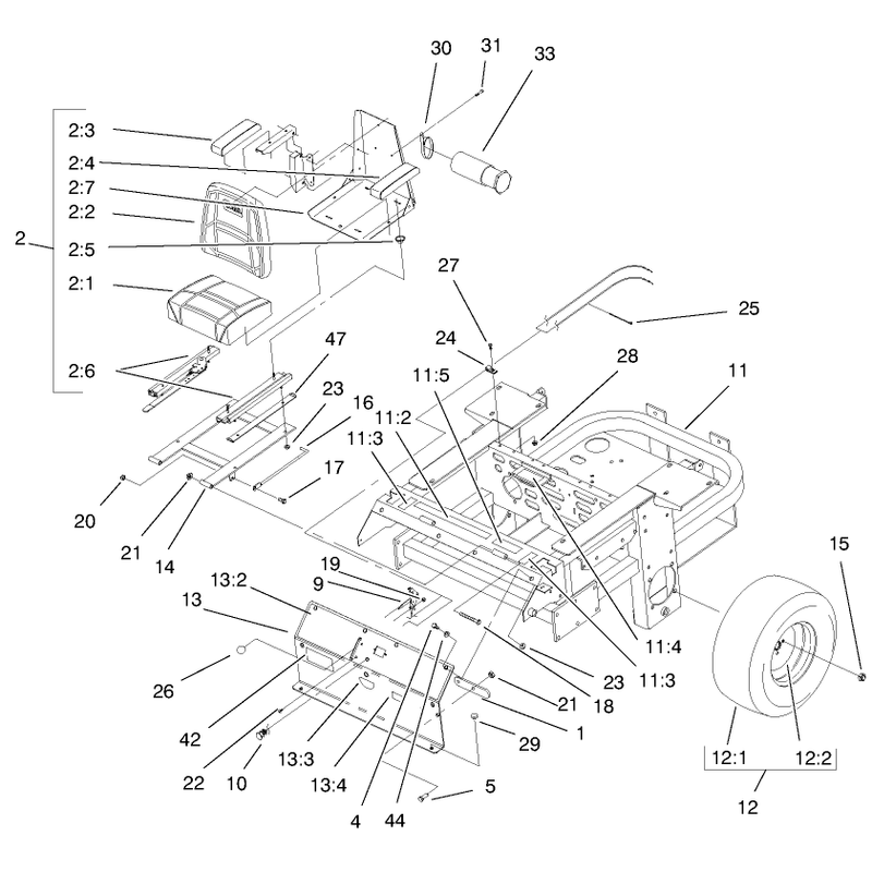Rear Frame and Wheel Assembly