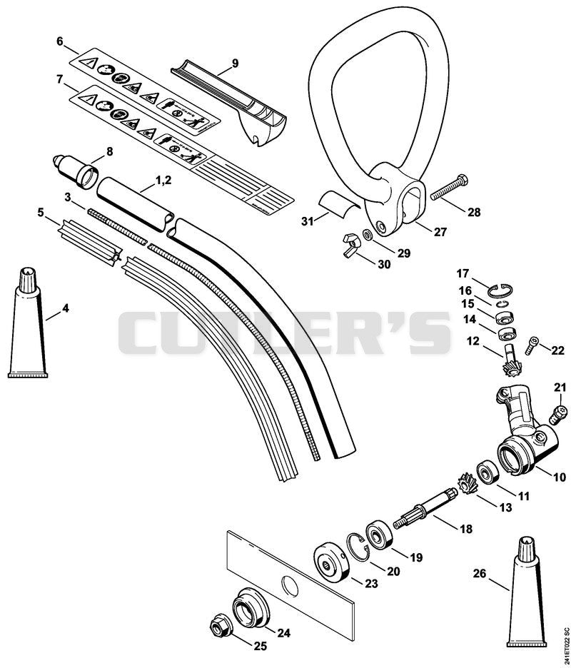 Drive tube assembly, Loop handle, Gear head