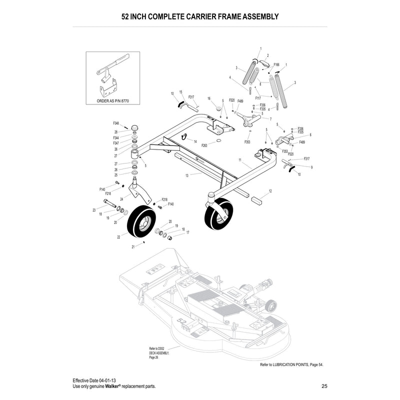 52 INCH COMPLETE CARRIER FRAME ASSEMBLY