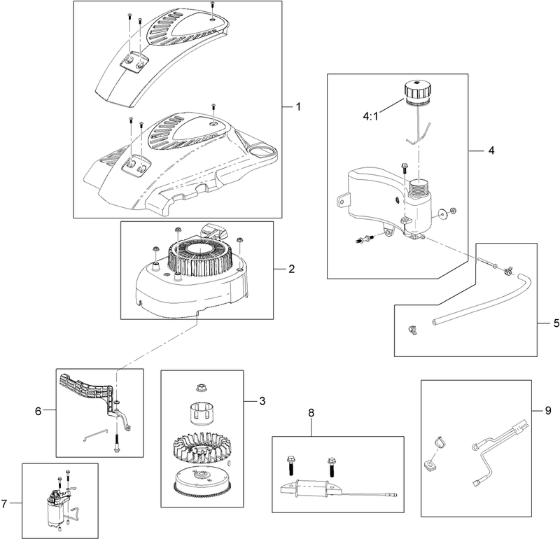 Shroud Flywheel and Fuel Tank Assembly