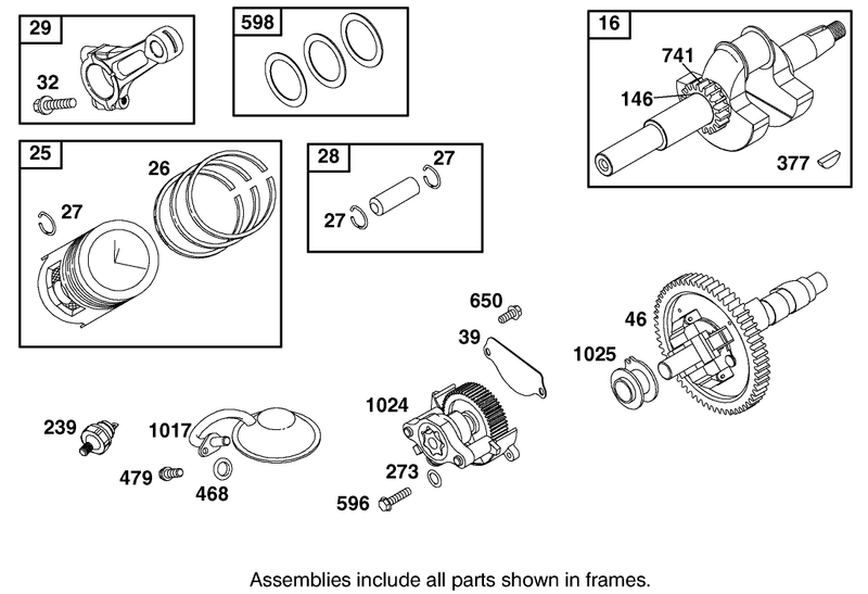 Crankshaft Piston And Oil Pump Assembly Briggs And Stratton 303447 1314 E1