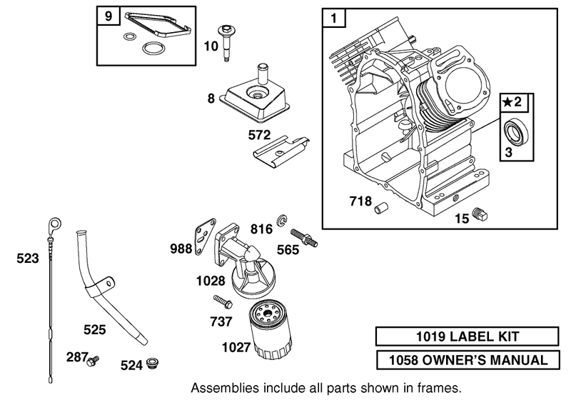 Cylinder Oil Filter And Dipstick Assembly Briggs And Stratton 303447 1314 E1