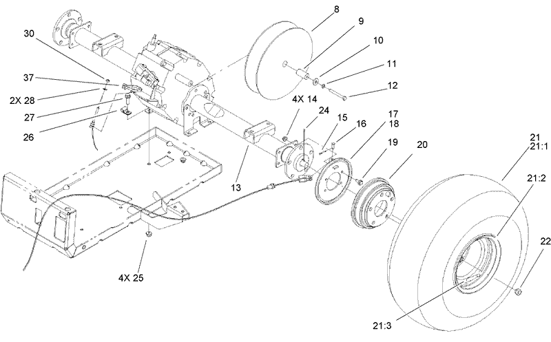 Rear Tire And Transaxle Assembly