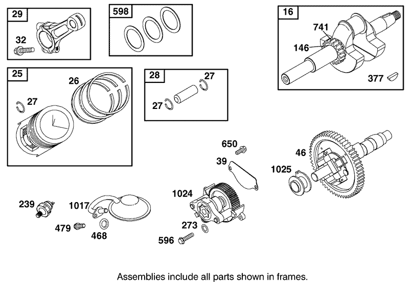 Crankshaft Piston and Oil Pump Assembly