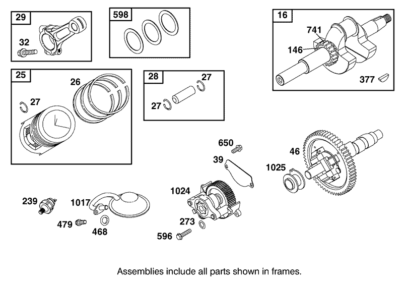 Crankshaft Piston and Oil Pump Assembly