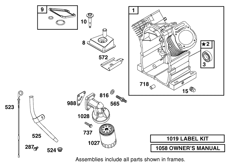 Cylinder Oil Filter and Dipstick Assembly