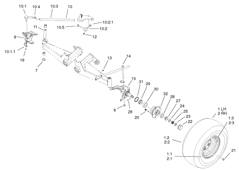 Front Tire and Steering Assembly