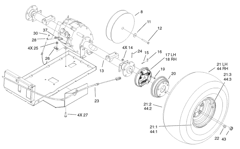 Rear Tire and Transaxle Assembly