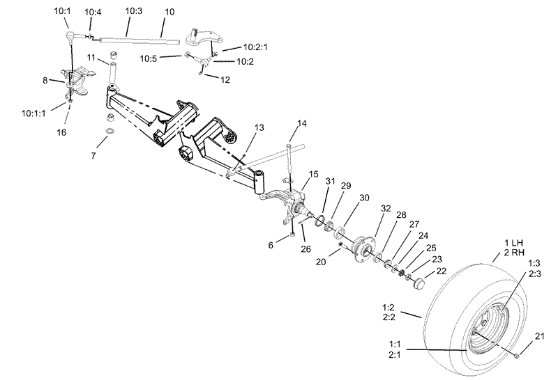 Front Tire and Steering Assembly