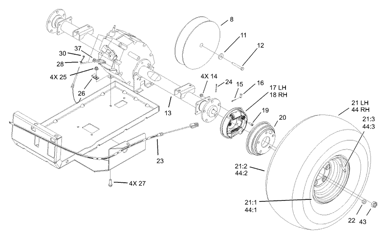 Rear Tire and Transaxle Assembly