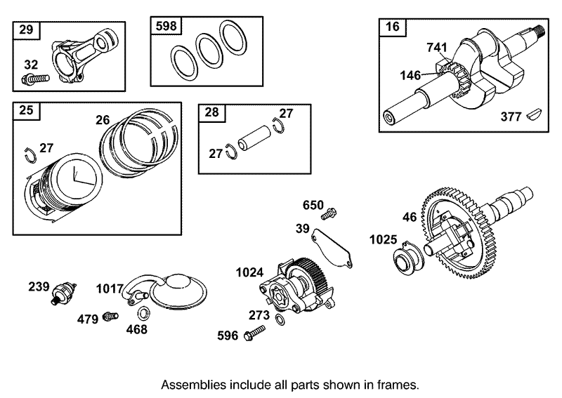 Crankshaft Piston and Oil Pump Assembly Briggs and Stratton 303447 1319 E1