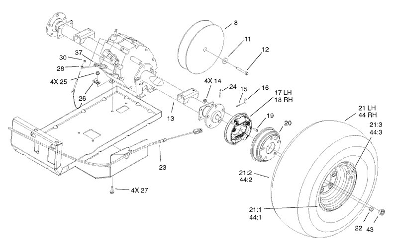 Rear Tire and Transaxle Assembly