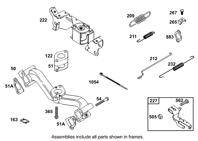Manifold Intake and Governor Control Assembly Briggs and Stratton 303447 1319 E1