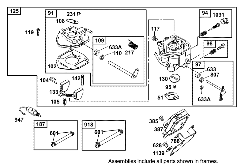 Carburetor and Fuel Pump Assembly Briggs and Stratton 303447 1319 E1