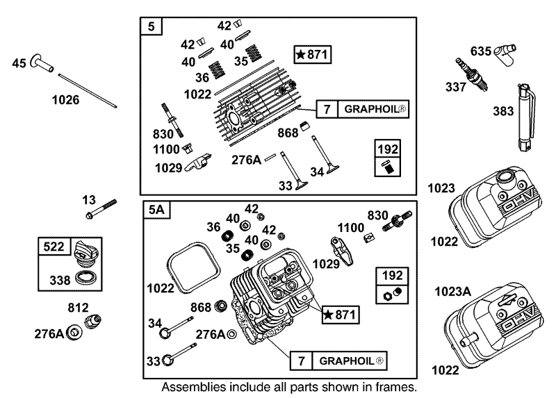 Cylinder Head and Cover Assembly Briggs and Stratton 303447 1319 E1