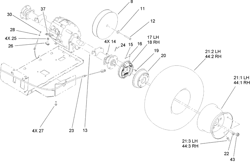 Rear Tire and Transaxle Assembly