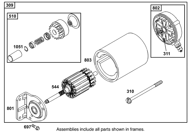 Starter Motor Assembly Briggs and Stratton 303447 1319 E1
