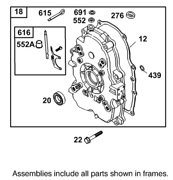 Crankcase Assembly Briggs and Stratton 303447 1319 E1