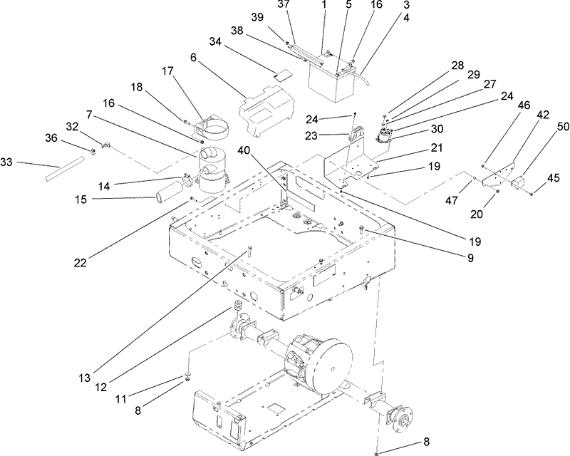Drivetrain Mounting Battery and Air Cleaner Assembly