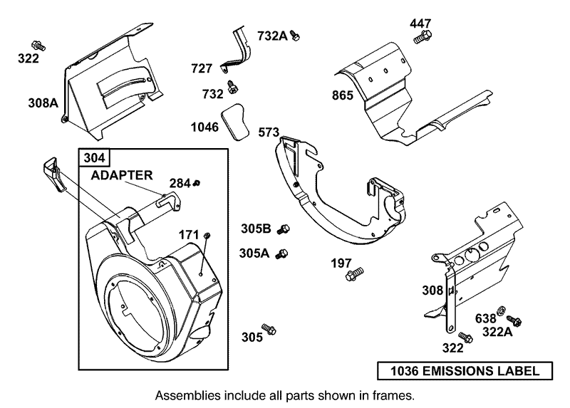 Blower Housing and Cover Assembly Briggs and Stratton 303447 1319 E1