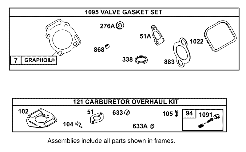Valve Gasket Set and Carburetor Overhaul Kit Briggs and Stratton 303447 1319 E1
