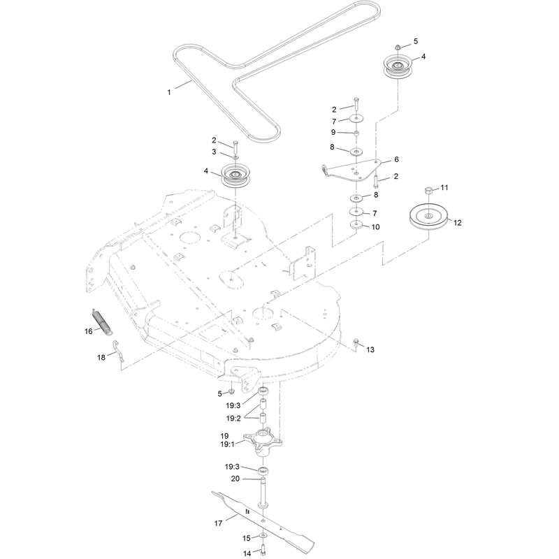 42 Inch Belt, Blade, and Spindle Assembly