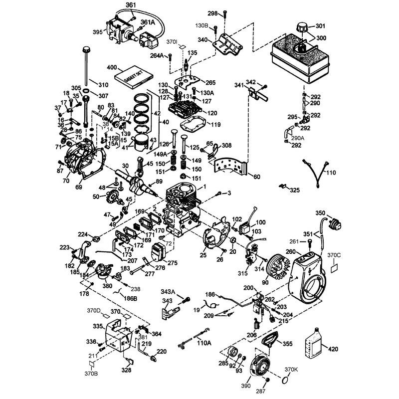 Engine Assembly No. 1  Tecumseh HMSK100-159494Y
