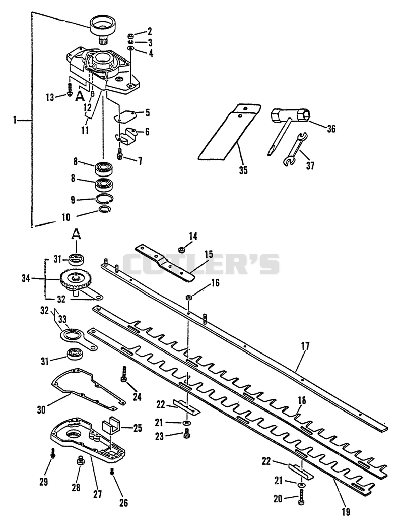 Gear Case Assy, Blades, Clutch Drum, Tools