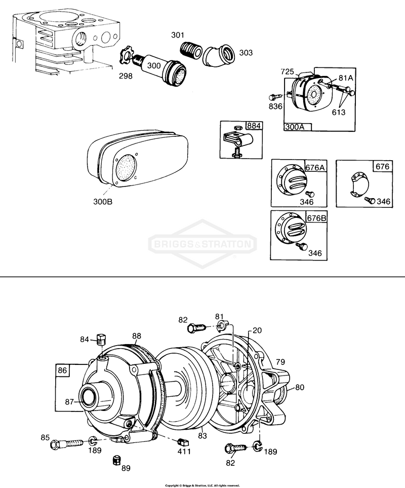 Gear Case, Mufflers & Parts