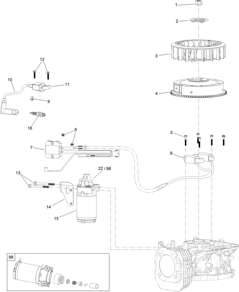 Ignition and Electrical Assembly Engine Assembly No 127 9358