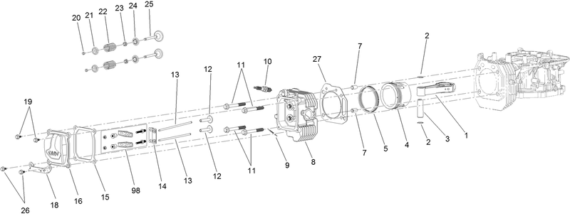 Piston and Cylinder Head Assembly Engine Assembly No 127 9358