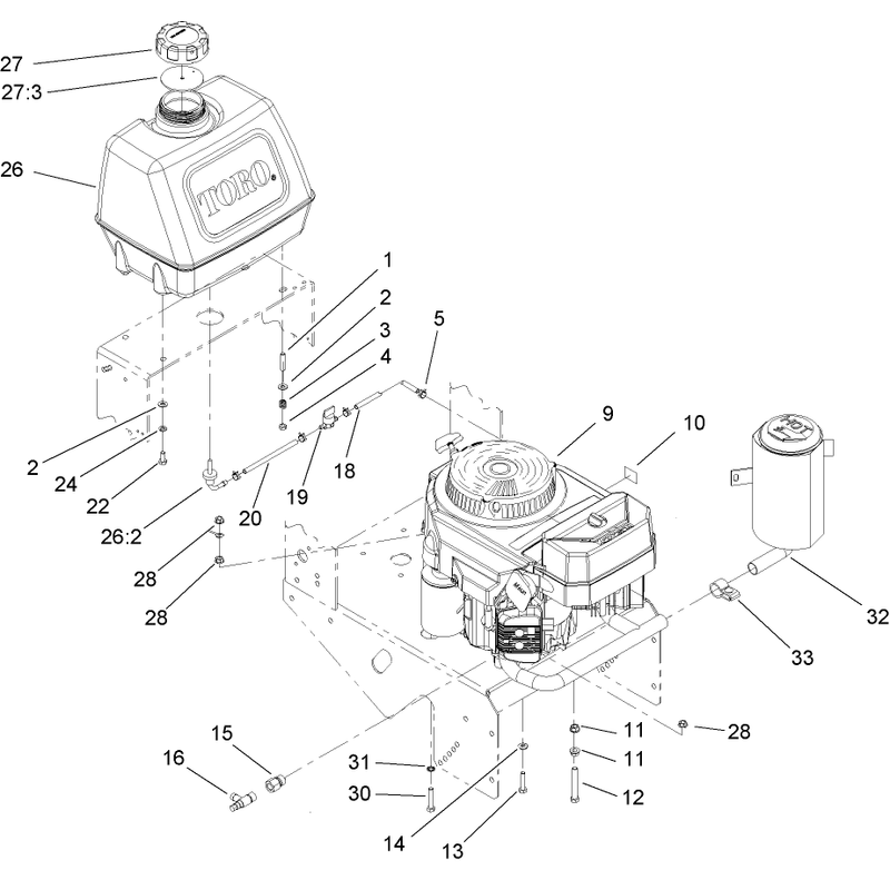 Engine and Fuel System Assembly