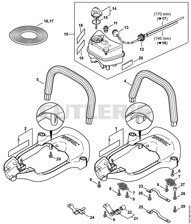 Handle frame, Fuel tank