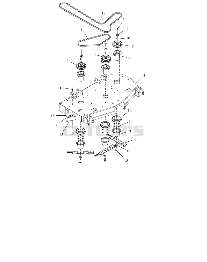 Deck, Belts, Baffle, Blades and Spindles - 48"