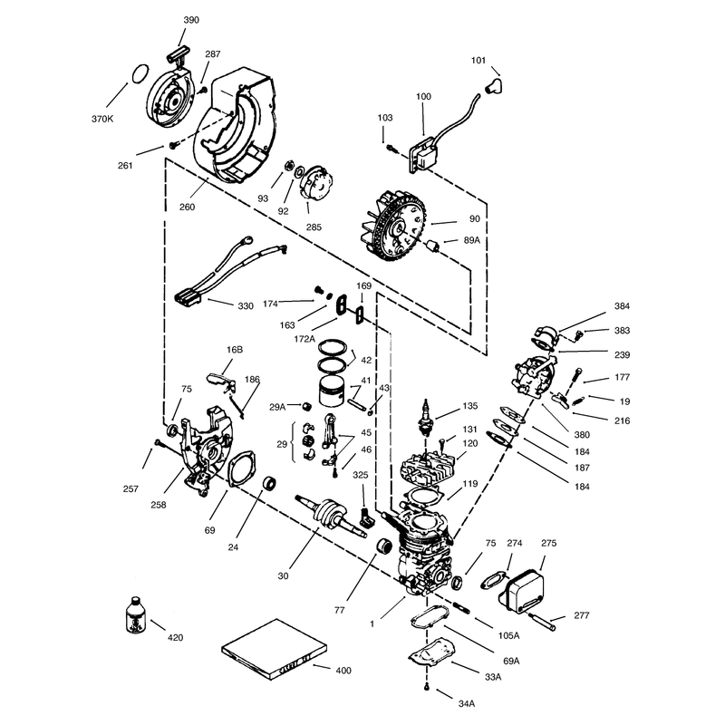 Engine Assembly Tecumseh Model No. HSK635-1723A