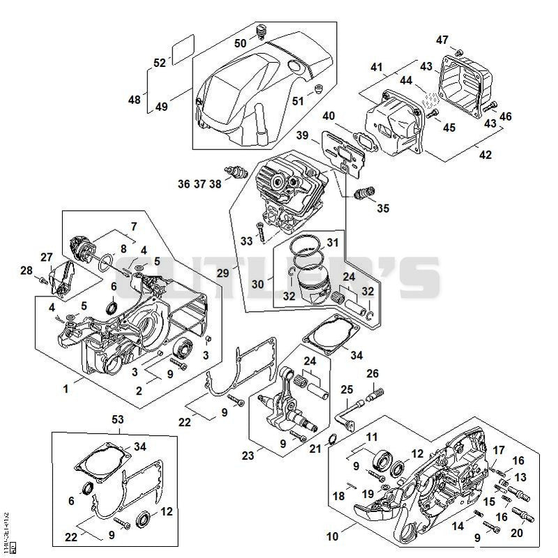 Crankcase, Cylinder, Muffler